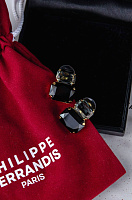 Серьги (хрусталь, золото 24к, 2.2х1.9 см) Франция Philippe Ferrandis BALEARES 