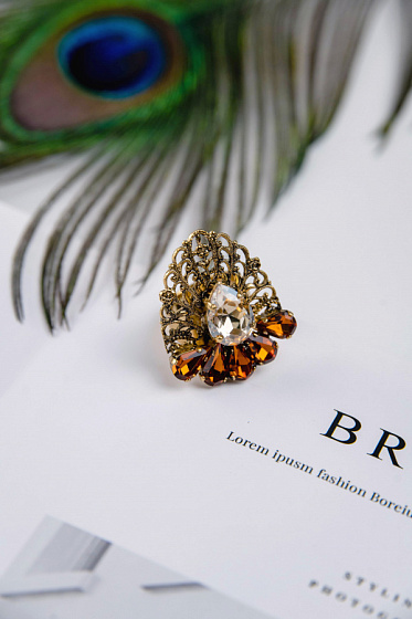 картинка Кольцо (кристалл медовый, янтарный) Италия  Claudio Canzian 002 01 485 ювелирный  магазин Калина являющийся официальным дистрибьютором в России 