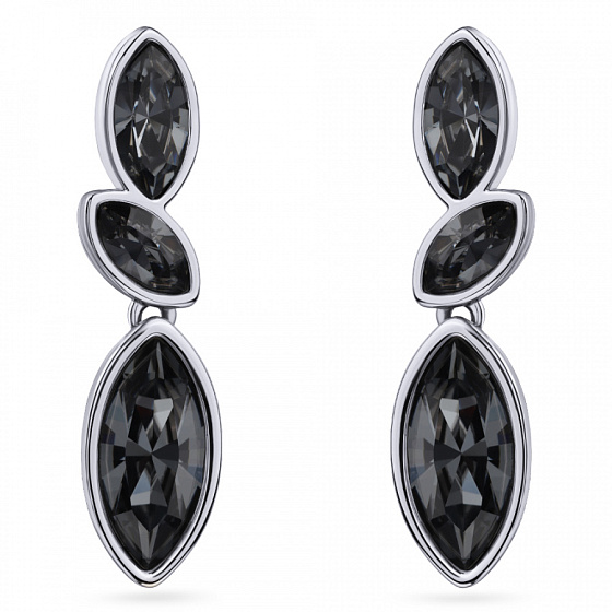 картинка Серьги Эдем (кристаллы темно-серые, г/п: родий) Uvelina SW00 0110R-014E1 ювелирный  магазин Калина являющийся официальным дистрибьютором в России 