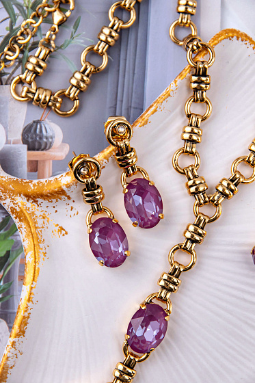 картинка Серьги (кристалл орхидея, 4.1х1,3 см, 13 гр.) Италия Claudio Canzian 002 02 313 ювелирный  магазин Калина являющийся официальным дистрибьютором в России 