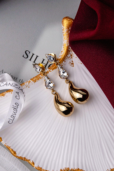 картинка Серьги (кристалл прозрачный, 5.8х1.4 см, 8 гр.) Италия Claudio Canzian 002 02 904 ювелирный  магазин Калина являющийся официальным дистрибьютором в России 