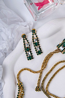 Серьги (кристаллы: зеленые, прозрачные, г/п: золото) Италия Claudio Canzian 002 02 746