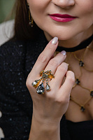 Кольцо (кристалл графитовый, 5.5х3 см, регулируется) Италия Claudio Canzian 002 01 579