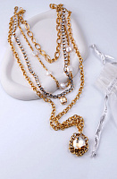 Колье (кристалл медовый, прозрачный, жемчуг дл.51-92, кул.4,7х3,7) Италия Claudio Canzian 002 05 654