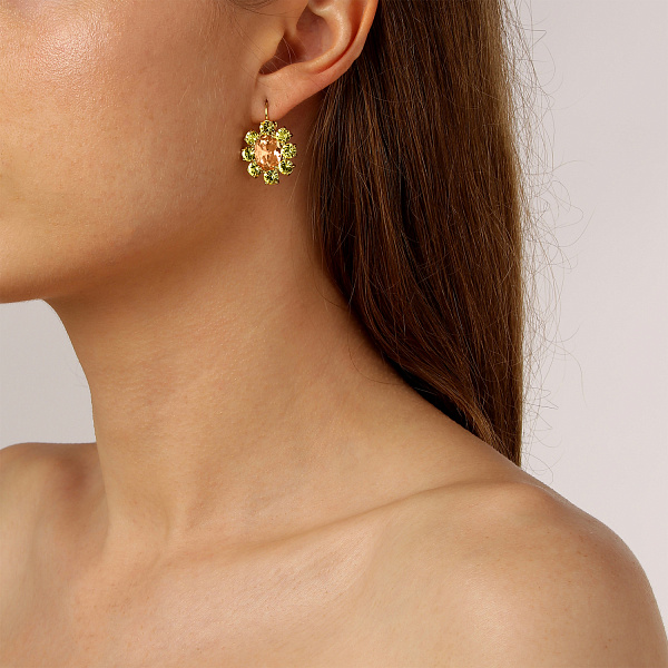 Серьги VALENTINA (кристалл желтый, медовый, г/п: золото, 2,5х2 см) Дания DYRBERG/KERN 420040