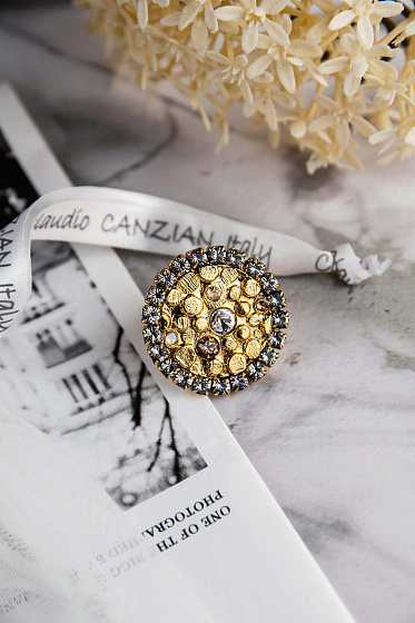 картинка Кольцо (кристалл прозрачный, медовый, 3.2 см) Италия Claudio Canzian 002 01 237 ювелирный  магазин Калина являющийся официальным дистрибьютором в России 