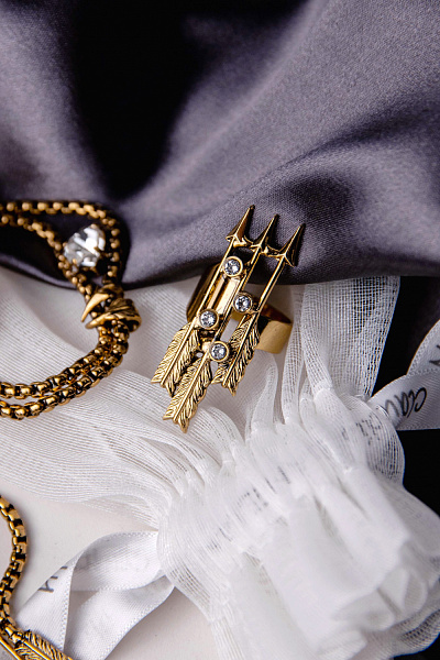 Кольцо Сердца (кристаллы прозрачные, 4х1.3 см, регулируется) Италия Claudio Canzian 002 01 607