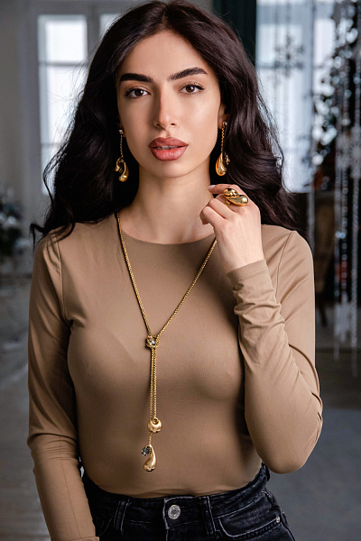 Колье (кристалл медовый, графит, 98 см) Италия Claudio Canzian 002 05 869