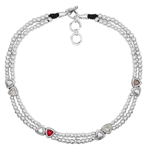 Колье Ciclon 251812-66 (кристалл прозрачный, лиловый, красный, г/п:серебро, 42+4 см) Испания Amarre