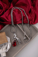 Колье Лошади (кристалл красный, 6х3 см, 77 см, г/п: родий) Италия Claudio Canzian 002 05 819