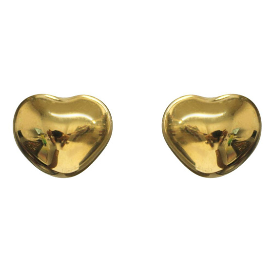 картинка Пусеты Сердце (керамика, г/п: золото, 1.4х1см) Испания 01902026 ювелирный  магазин Калина являющийся официальным дистрибьютором в России 
