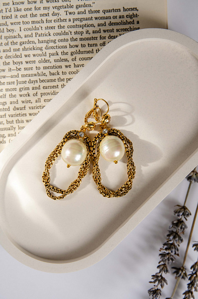 Серьги (Майорский жемчуг, кристалл медовый, прозрачный) Италия  Claudio Canzian  002 02 299