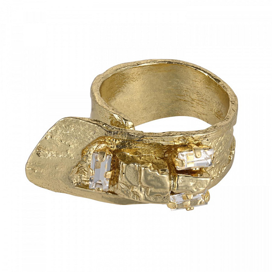 картинка Кольцо (кристалл прозрачный 1.3 см, г/п: золото, регулируется) Греция Kalliope 022 01 038 ювелирный  магазин Калина являющийся официальным дистрибьютором в России 