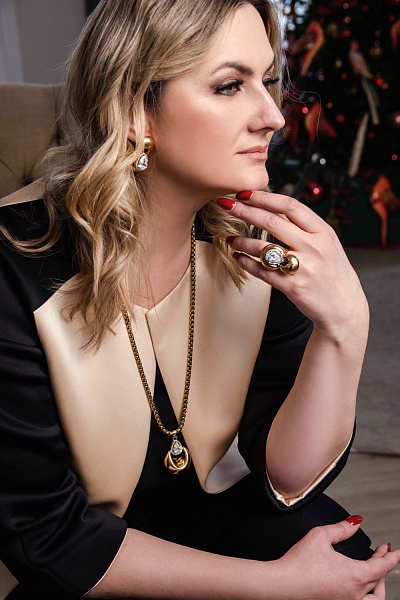 Колье (кубический цирконий, 80х4см, 4,5х3,5 см) Италия Claudio Canzian 002 05 868