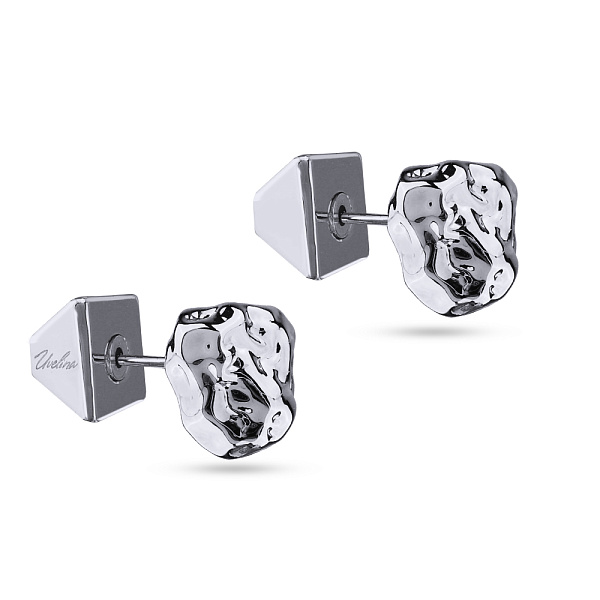 Пусеты Дюна (10 мм, г/п: родий) Uvelina BS05 0101R-00E1