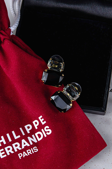 картинка Серьги (хрусталь, золото 24к, 2.2х1.9 см) Франция Philippe Ferrandis BALEARES  ювелирный  магазин Калина являющийся официальным дистрибьютором в России 