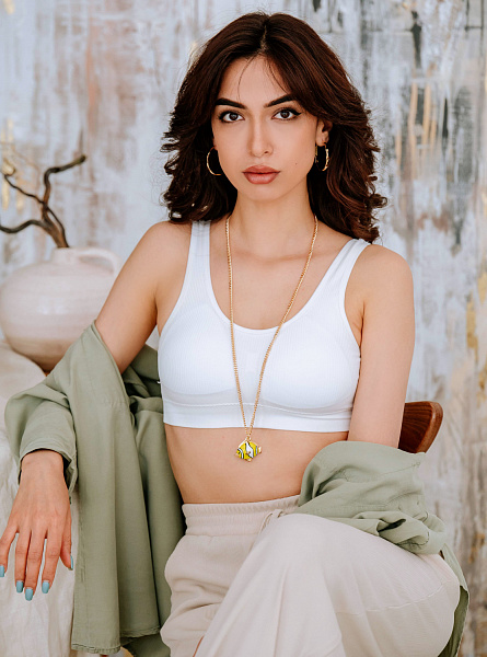 Колье Рыбка желтая (эмаль, г/п: золото, 4х3,5 см, 85 см) Италия ANNIBALE BALDINI 007 05 039