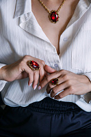 Кольцо (Кристалл красный, 3,5х2,7 см, регулируется) Италия Claudio Canzian 002 01 563