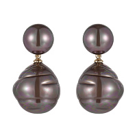 Серьги (майорка коричневый, г/п: золото, 3.5х1.8 см, 20 гр.) Испания Madreperla 020 02 069