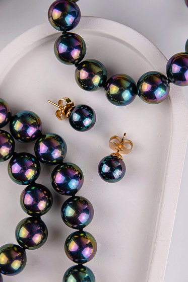 картинка Пусеты (Майорка павлинье перо, г/п: золото 1.2х1.2 см, 4 гр) Испания Madreperla 020 02 104 ювелирный  магазин Калина являющийся официальным дистрибьютором в России 