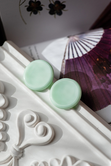 картинка Пусеты Ringo мятный 2,5х2,5 см Италия ENZO BENZO  ювелирный  магазин Калина являющийся официальным дистрибьютором в России 