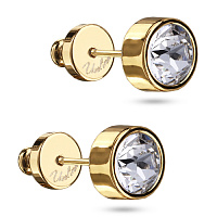 Пусеты Теннис (кристаллы белые, г/п: золото, 6мм) Uvelina SW00 0028G-001E