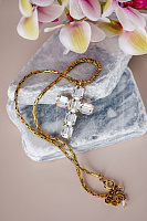 Колье Крест Энигма (кристалл прозрачный, 5х3,4 см, 52 см регулир) Италия  Claudio Canzian 002 05 613