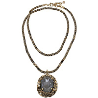 Колье Анастасия (кристалл серый с голубым цветом, 5х3,3 см, 80см) Италия Claudio Canzian 002 05 371