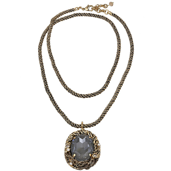Колье Анастасия (кристалл серый с голубым цветом, 5х3,3 см, 80см) Италия Claudio Canzian 002 05 371