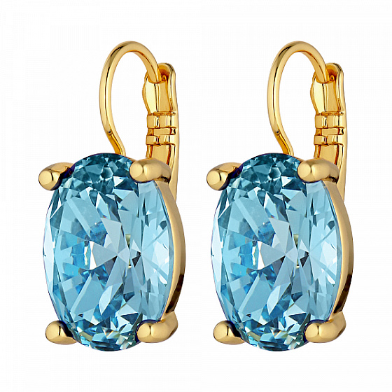 картинка Серьги CHANTAL (кристалл голубой, г/п: золото, 1,7х1,2 см) Дания DYRBERG/KERN 440097 ювелирный  магазин Калина являющийся официальным дистрибьютором в России 