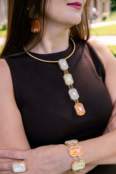 Колье Judgement (гривна, с кристаллами, оранжевый, г/п: золото) Katerina Vassou KV25.1-403370G