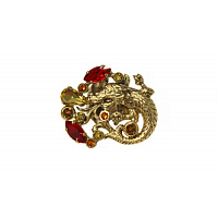 Кольцо Дракон  (кристалл красный, желтый г/п: золото, 3,2х2,7 см) Италия  Claudio Canzian 002 01 467