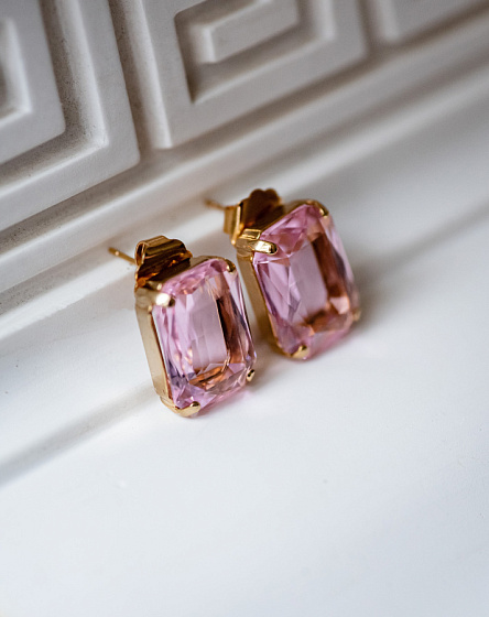 картинка Серьги Леденцы (кристалл розовый, 1,8х1,3 см, 8 гр.) Италия Claudio Canzian 002 02 584 ювелирный  магазин Калина являющийся официальным дистрибьютором в России 