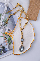 Колье (кристалл серый с голубым блеском, 50 см, 10,5х2 см) Италия Claudio Canzian  002 05 334