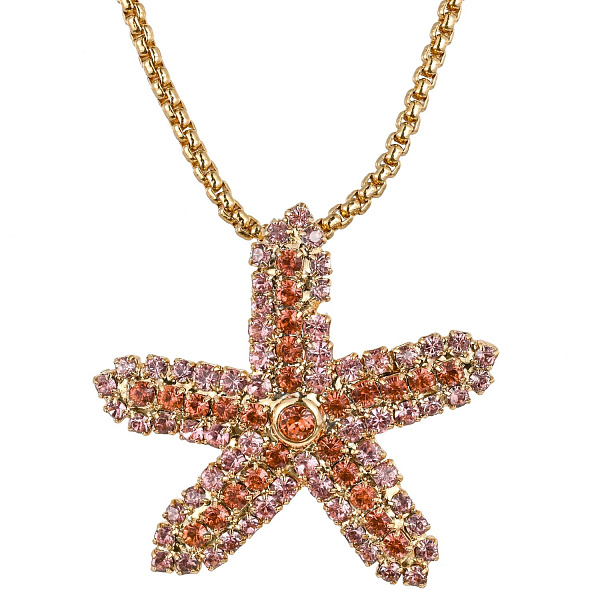 Колье (кристалл розовый, персиковый 3,7х3,2 см, 82 см) Италия Claudio Canzian 002 05 808