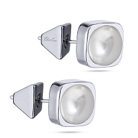 Пусеты Теннис (Майорка, белая, 8мм, г/п: родий) SW00 0011R-01E1 Uvelina