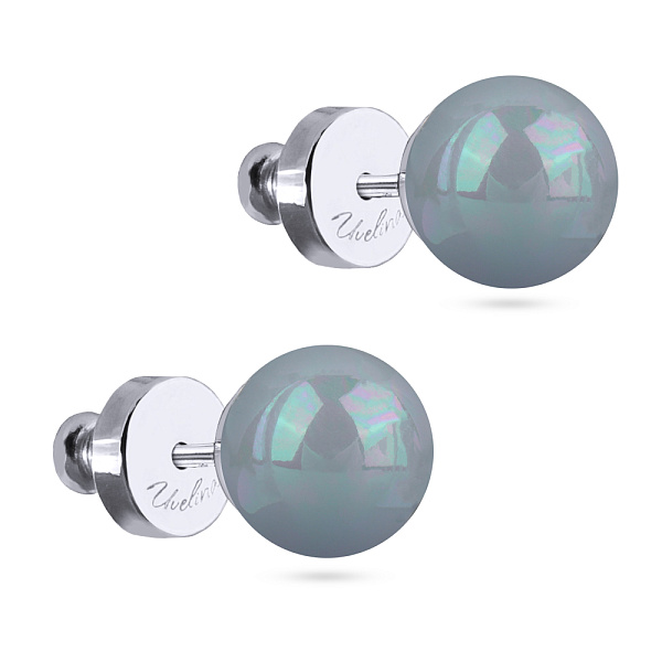 Пусеты Акварель (Майорка голубая, 8мм, г/п: родий) MG00 0001R-03E Uvelina