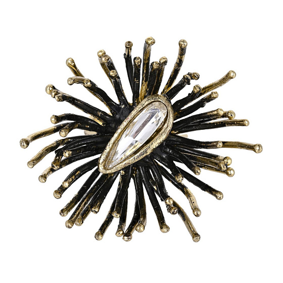 картинка Кольцо (кристалл прозрачный, г/п: золото, патина, регулируется, 4,5х4 см) Греция Kalliope 022 01 006 ювелирный  магазин Калина являющийся официальным дистрибьютором в России 