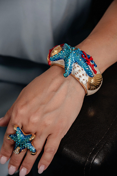 Браслет Летняя фантазия (эмаль, кристаллы, г/п: золото, до 18р.) Италия ANNIBALE BALDINI 007 04 087