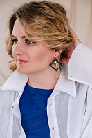 Серьги Ромб (синий кристалл) 2,8х2.9 см Италия Claudio Canzian 002 02 444