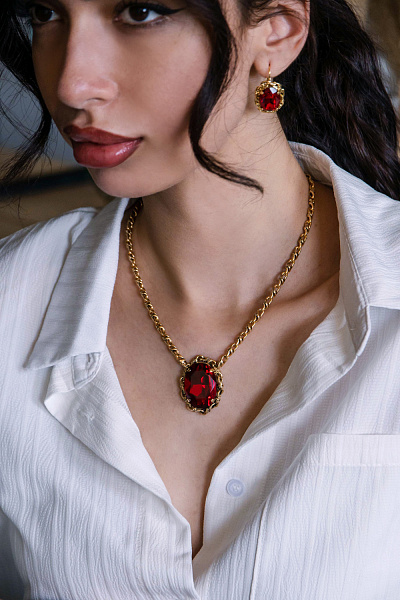 Серьги (Кристалл красный, 3х1,9 см, 12 гр.) Италия Claudio Canzian 002 02 822