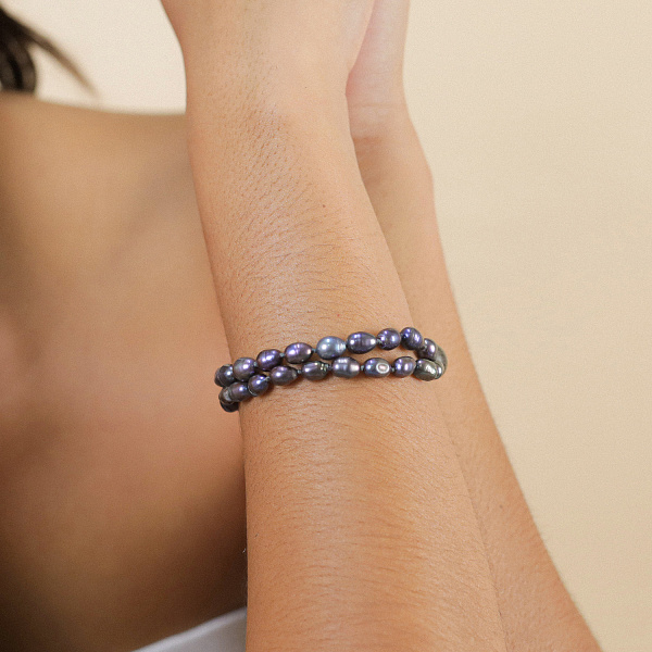 Браслет Pebble bea (Жемчуг, эбеновое дерево, 17+2 см) 13-44320 Франция Nature Bijjoux 