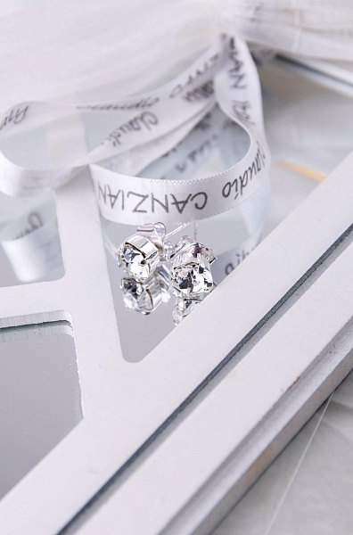 Пусеты (кристалл прозрачный, г/п: серебро) Италия Claudio Canzian 002 02 325