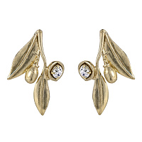 Серьги (кристалл прозрачный, г/п: золото, 2.8х1.8 см, 4 гр.) Греция Kalliope 022 02 089