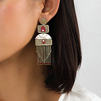 Серьги SELENA ( кристаллы, перламутр, агат, 8,5 см, г/п: золото) 1268524 Франция
