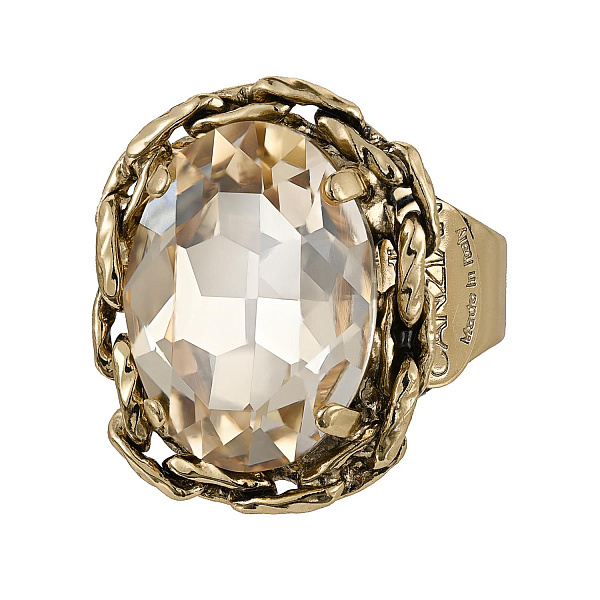 Кольцо (Кристалл медовый, 1,8х1,3 см, регулируется) Италия Claudio Canzian 002 01 562