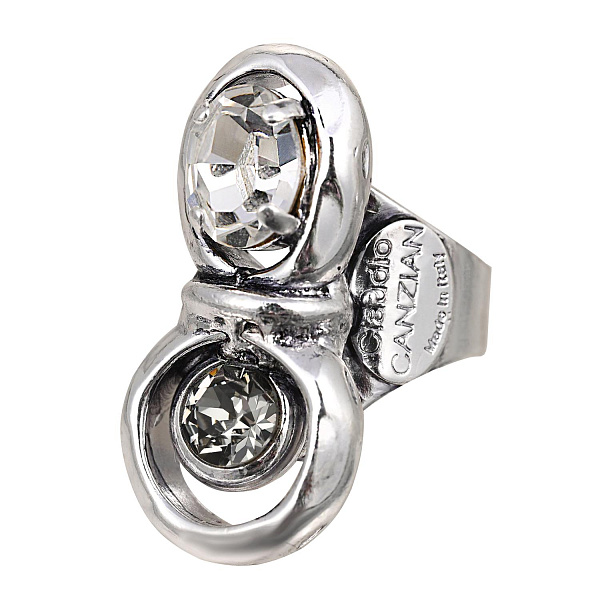 Кольцо (кристалл графит, прозрачный, 3,1х1,6 см) Италия Claudio Canzian 002 01 548