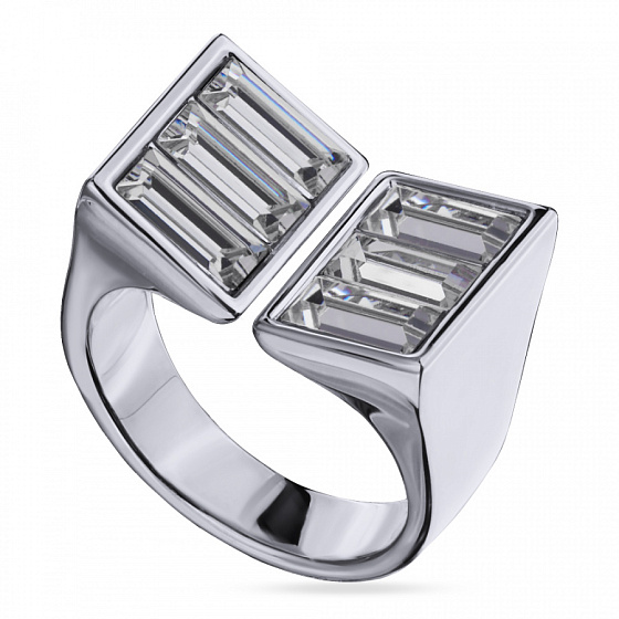 картинка Кольцо Богемия (кристаллы прозрачные,  г/п: родий, 18 р) Uvelina SW00 0045R-001R1-8 ювелирный  магазин Калина являющийся официальным дистрибьютором в России 