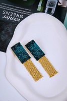 Серьги Bluebell (кристаллы зеленые, г/п: золото, 7,6х2,6 см) Греция Katerina Vassou KV24 1-308971G