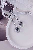 Серьги (Кристалл графитовый, прозрачный, 6,2х1,1 см, 14 гр.) Италия Claudio Canzian 002 02 625